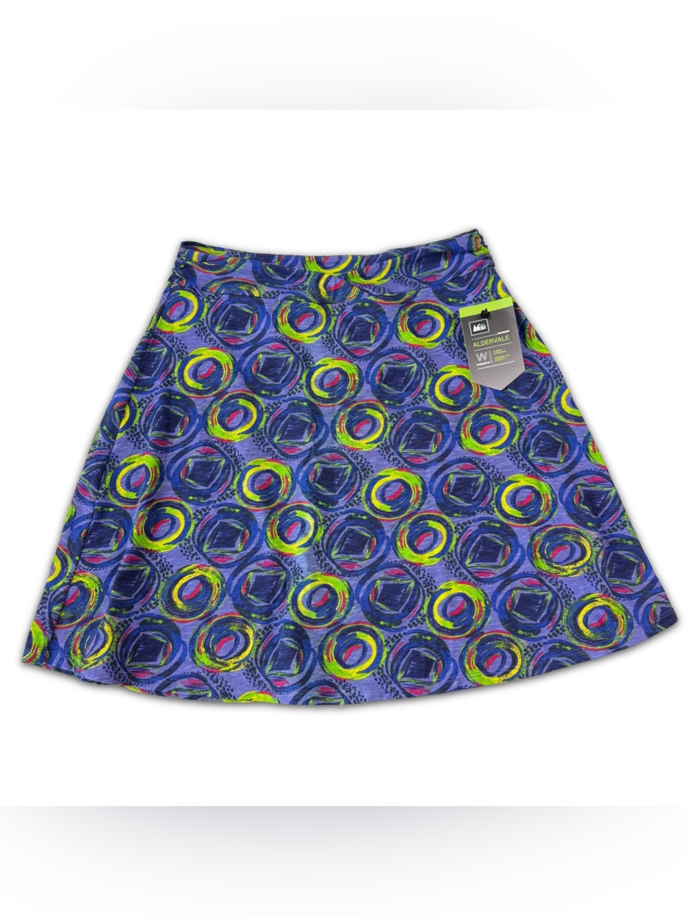 REI Aldervale Knit Skirt Womens S Small Purple Neon Green Deep Chambray Dot NWT